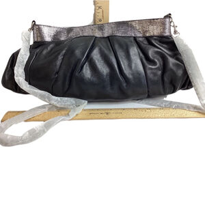Chi by Carlos Falchi Black Leather Clutch Bag One Size Rare
